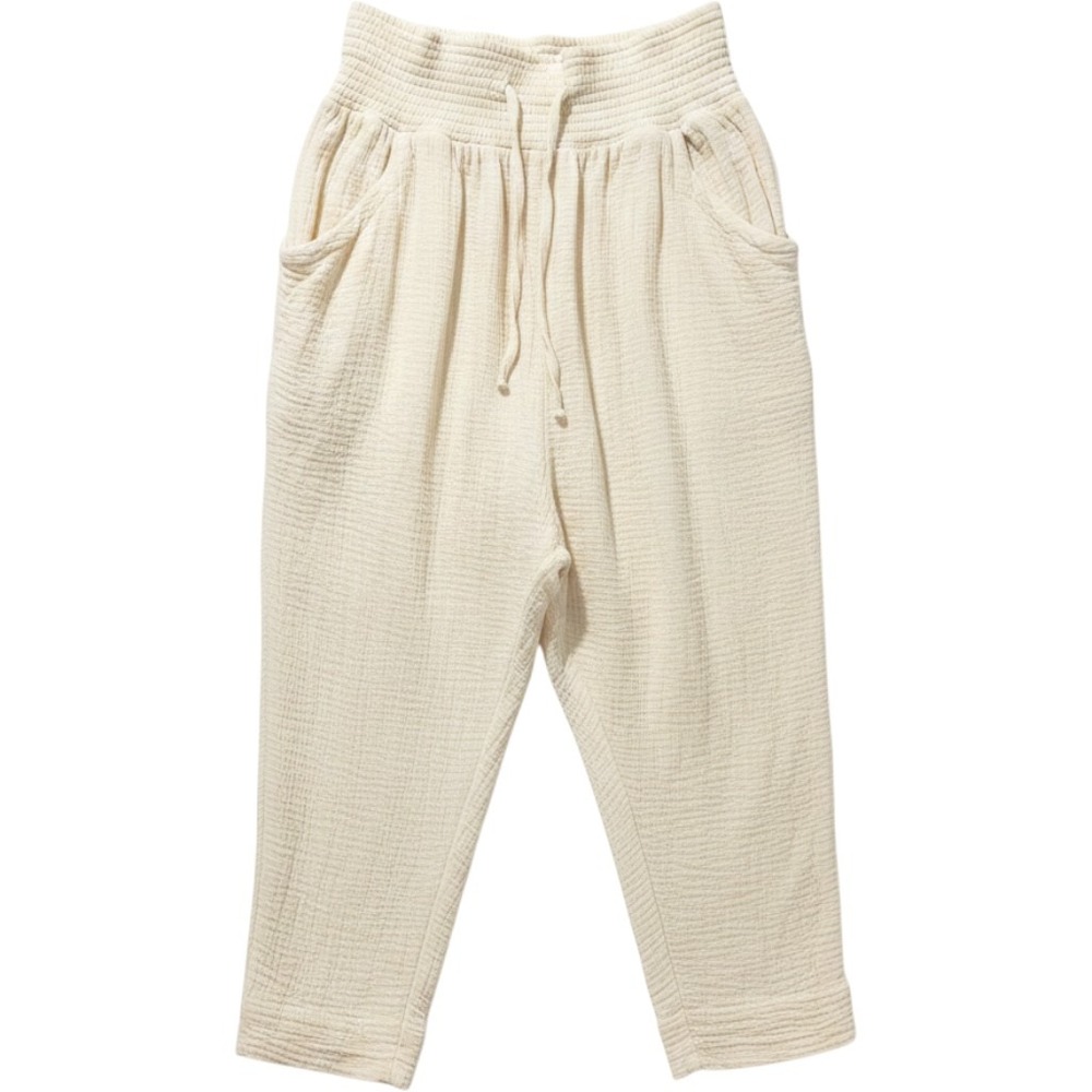 Free People Smocked Gauze Pants Cream Boho Harem Tapered Small Boho slouchy